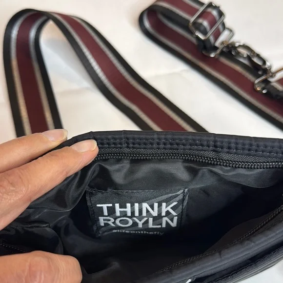 Think Royln Black Crossbody Bag with Striped Strap - Picture 5 of 5